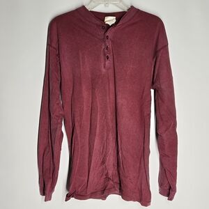 L.L. Bean Red Long Sleeve Henley Tee